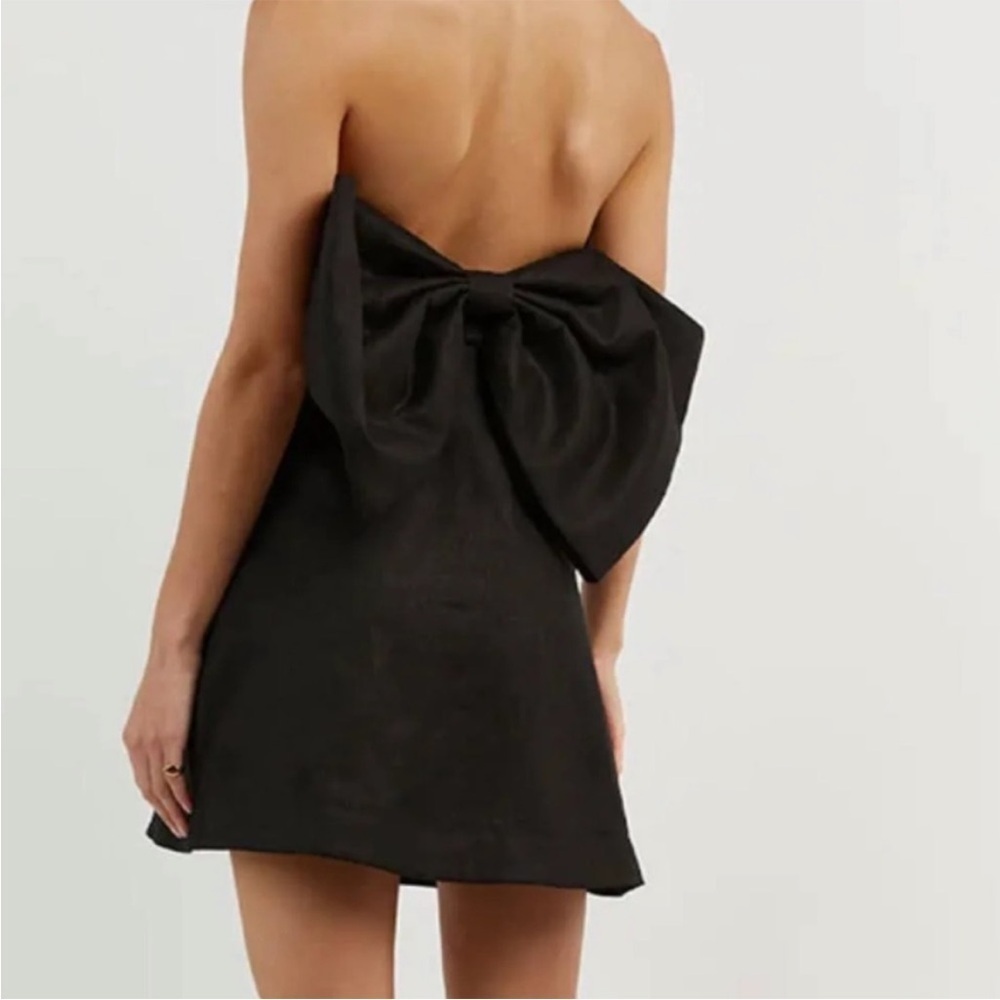 DISSH Bow Back Dress Aisle Linen Black Strapless Formal Corset US 2 NEW